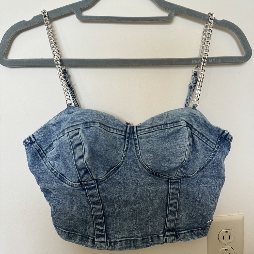 GUESS Denim Bustier Top